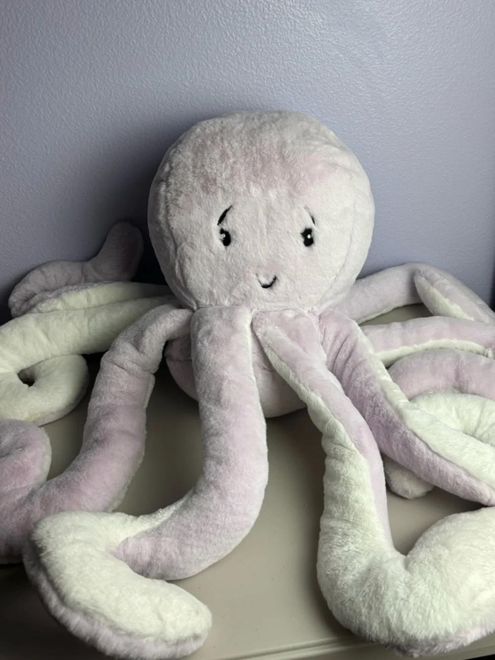LIKE NEW Giant XL Hugging Plush Octopus Jumbo Stuffed Animal Lavender and White